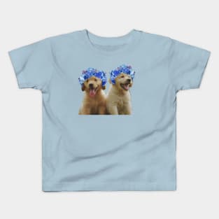 Cute flower crown dog Kids T-Shirt